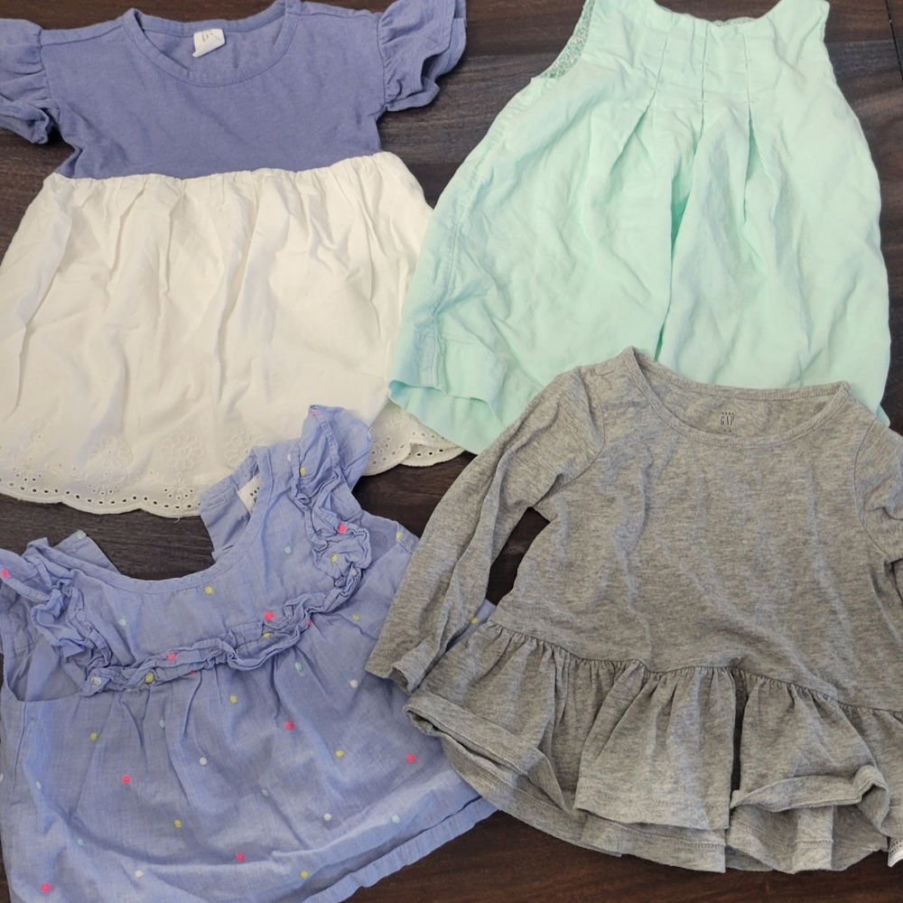 GAP Baby Dresses and Tops in Blue, Mint, Gray, and White